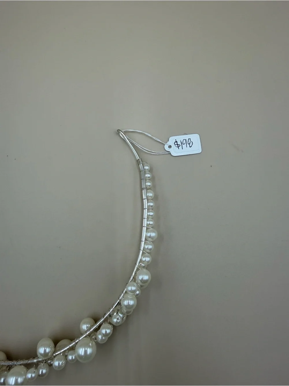 Bridal Pearl Headband Wedding Hair Accessory Ivory Faux Pearl Silver Tone NEW